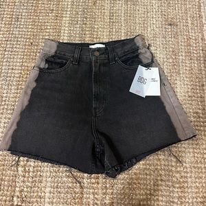 NWT, BDG, black denim shorts with acid wash detail on side, size 27